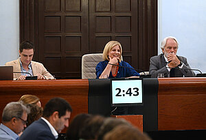 La alcaldesa durante el pleno