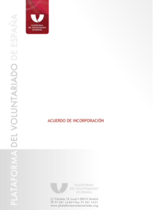 Modelo de acuerdo de incorporación de la Plataforma de Voluntariado de España