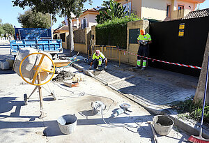 Trabajadores en la calle Estrasburgo