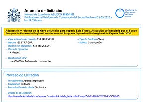 Imagen del anuncio de licitación