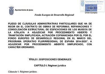 Pliegos Administrativos Reformas, reparaciones y consolidación estructural de edificaciones de los Museos de la Atalaya