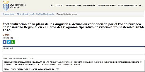 Peatonalización de la plaza de las Angustias contratación municipal