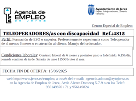 Oferta Agencia Empleo Jerez