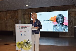 La alcaldesa durante el congreso