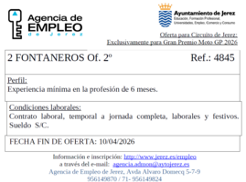Oferta Agencia Empleo Jerez