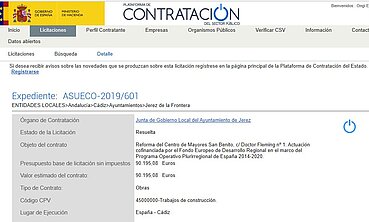 Contratacion  Reforma en Centro de Mayores San Benito